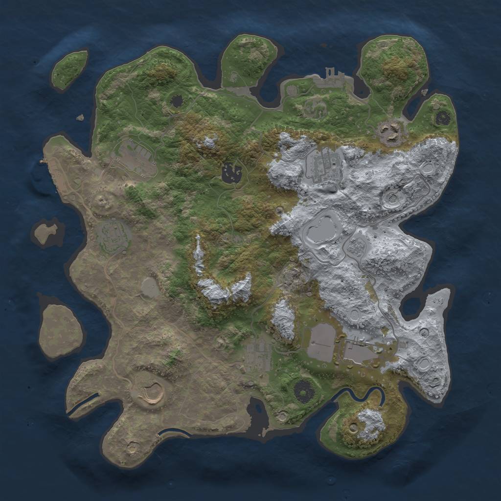 Rust Map: Procedural Map, Size: 3500, Seed: 39459847, 15 Monuments