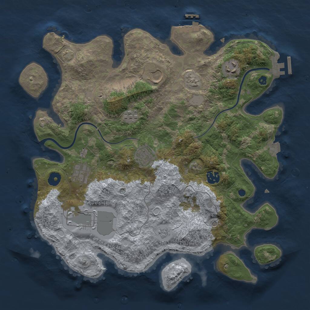 Rust Map: Procedural Map, Size: 3500, Seed: 34417797, 13 Monuments