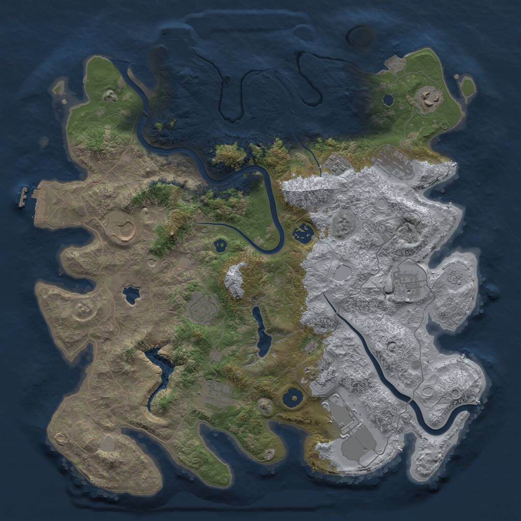 Rust Map: Procedural Map, Size: 4000, Seed: 79356197, 16 Monuments