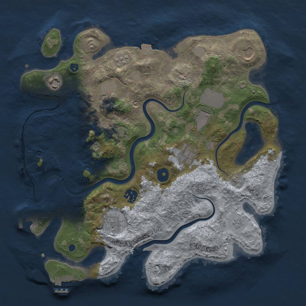 Rust Map: Procedural Map, Size: 3500, Seed: 47400413, 14 Monuments