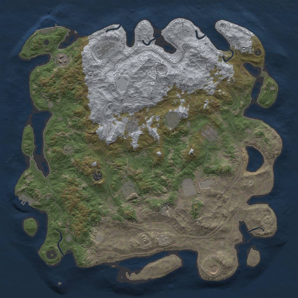 Rust Map: Procedural Map, Size: 4500, Seed: 279114218, 18 Monuments