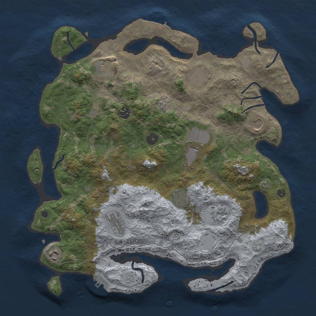 Rust Map: Procedural Map, Size: 4000, Seed: 1892041435, 17 Monuments