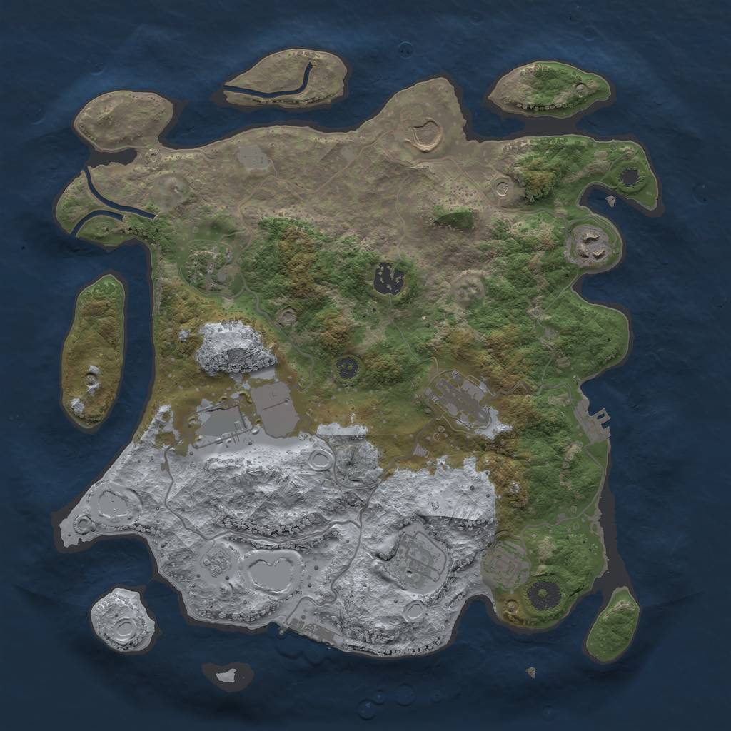 Rust Map: Procedural Map, Size: 3500, Seed: 7437854, 17 Monuments