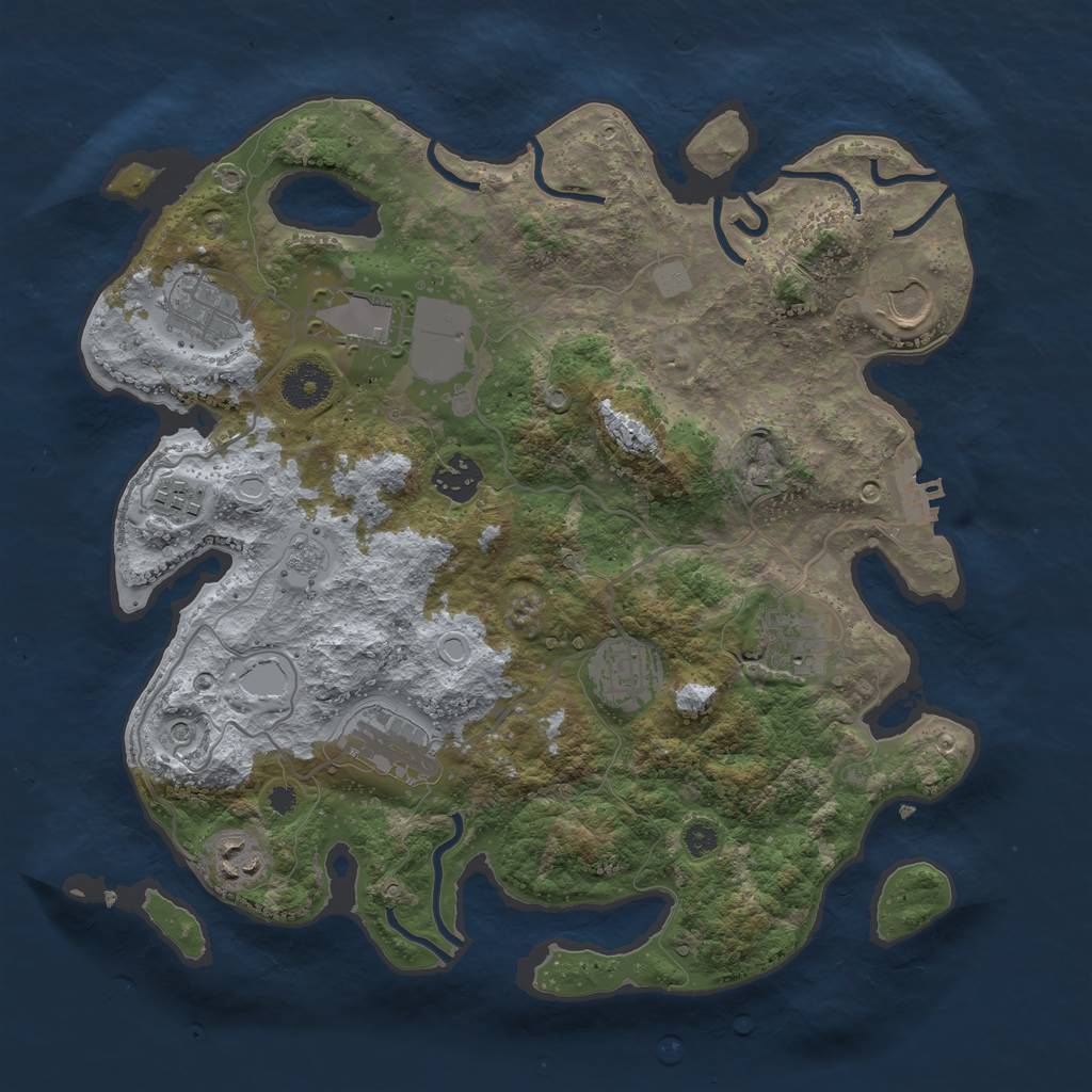 Rust Map: Procedural Map, Size: 3500, Seed: 31282340, 17 Monuments