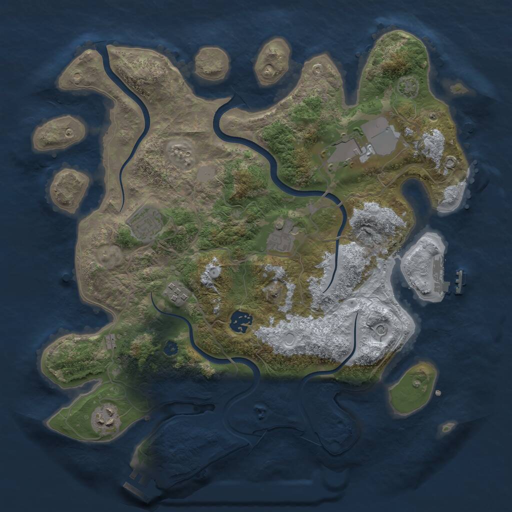 Rust Map: Procedural Map, Size: 3500, Seed: 89675874, 11 Monuments
