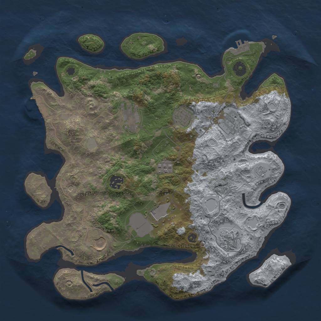 Rust Map: Procedural Map, Size: 3500, Seed: 1251801267, 17 Monuments