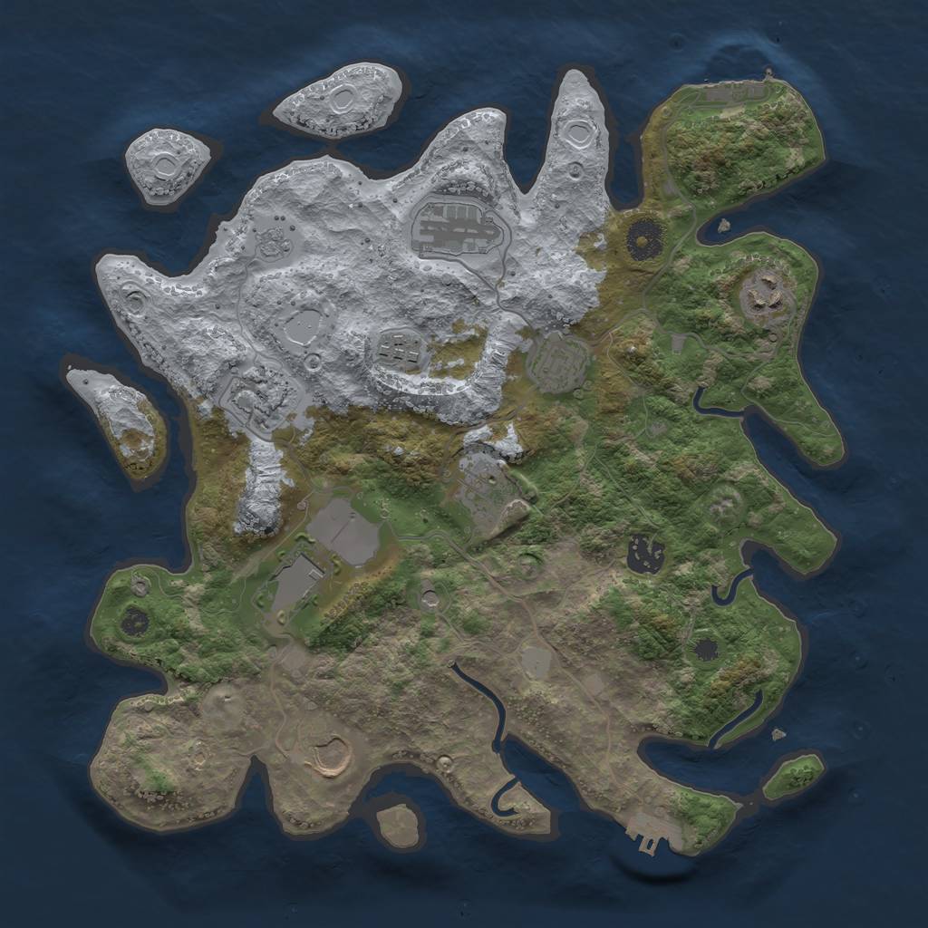 Rust Map: Procedural Map, Size: 3500, Seed: 12411849, 18 Monuments