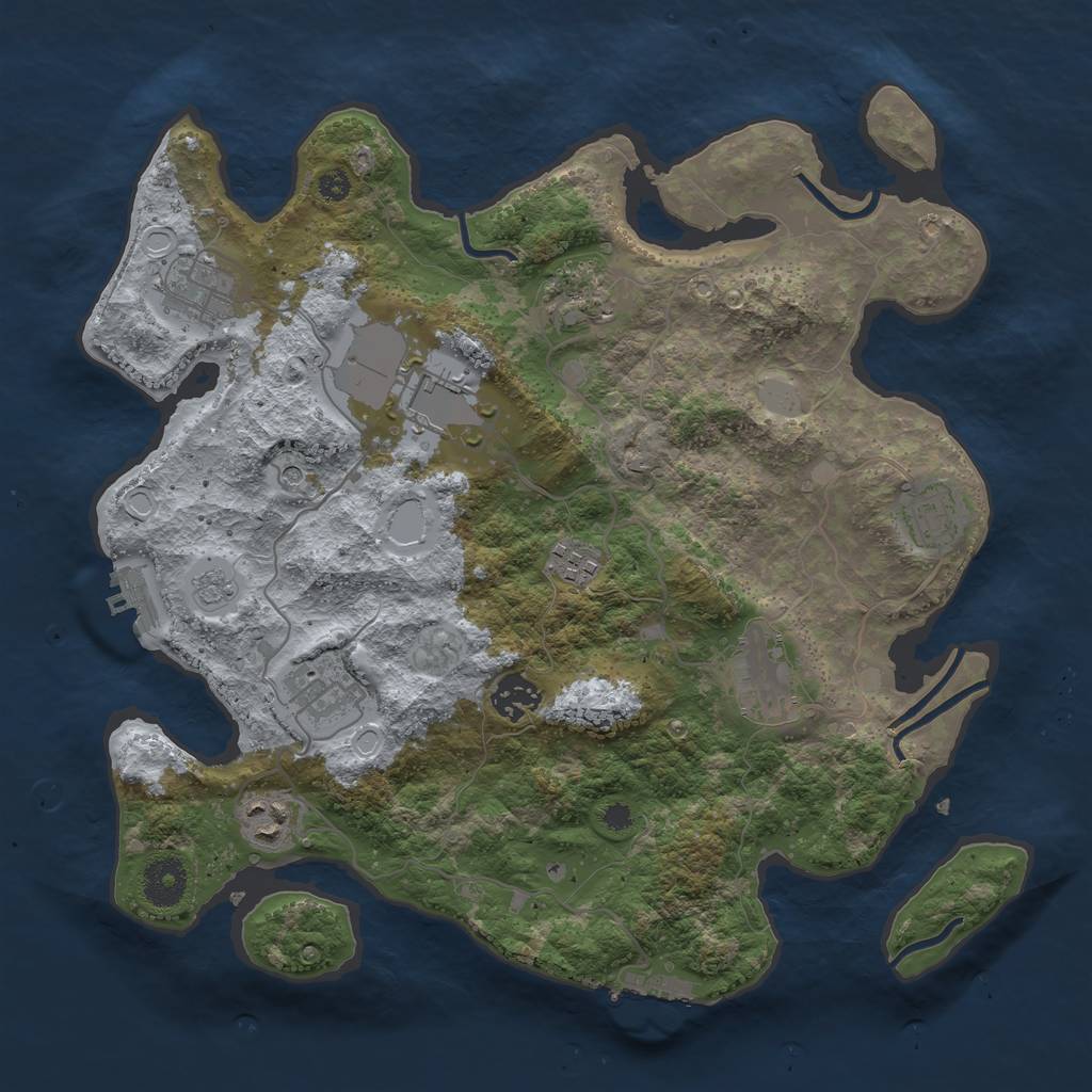 Rust Map: Procedural Map, Size: 3500, Seed: 60540749, 16 Monuments