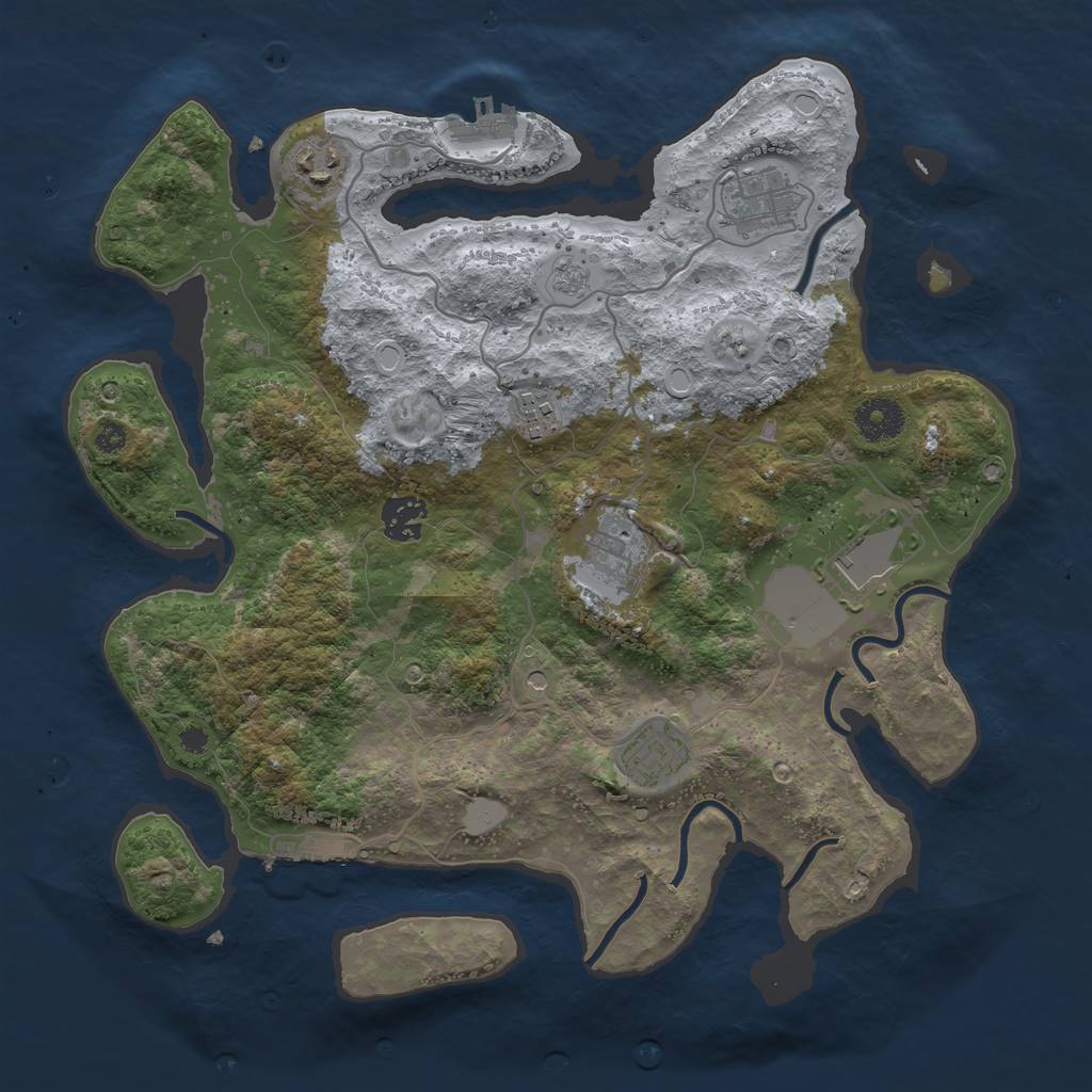 Rust Map: Procedural Map, Size: 3500, Seed: 81218327, 16 Monuments
