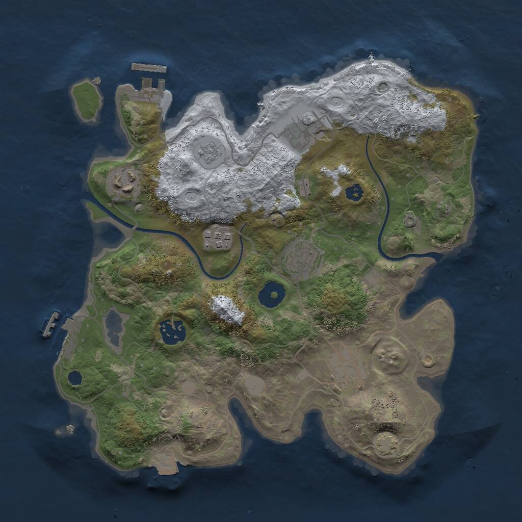 Rust Map: Procedural Map, Size: 3000, Seed: 1128844798, 11 Monuments