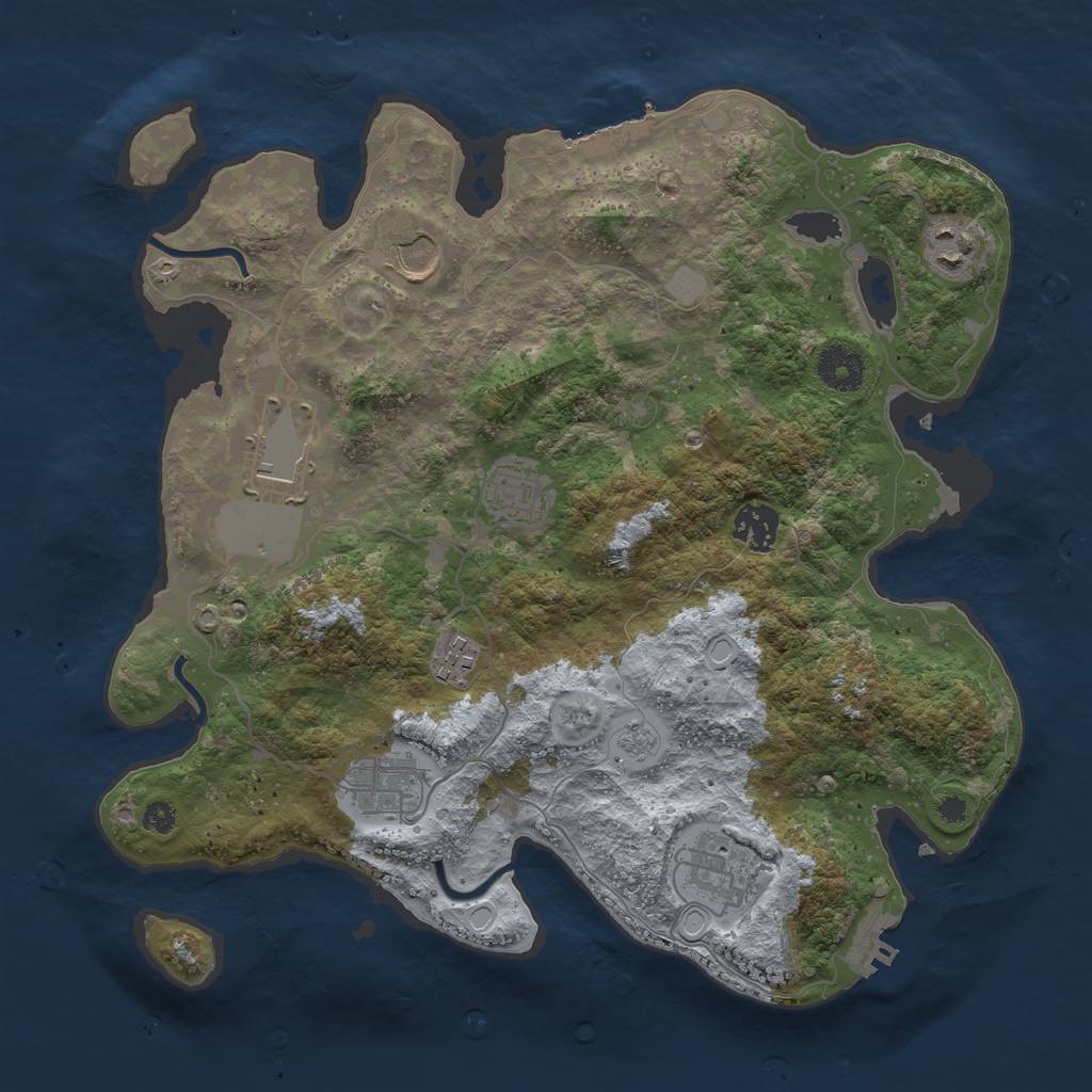 Rust Map: Procedural Map, Size: 3500, Seed: 31209726, 14 Monuments
