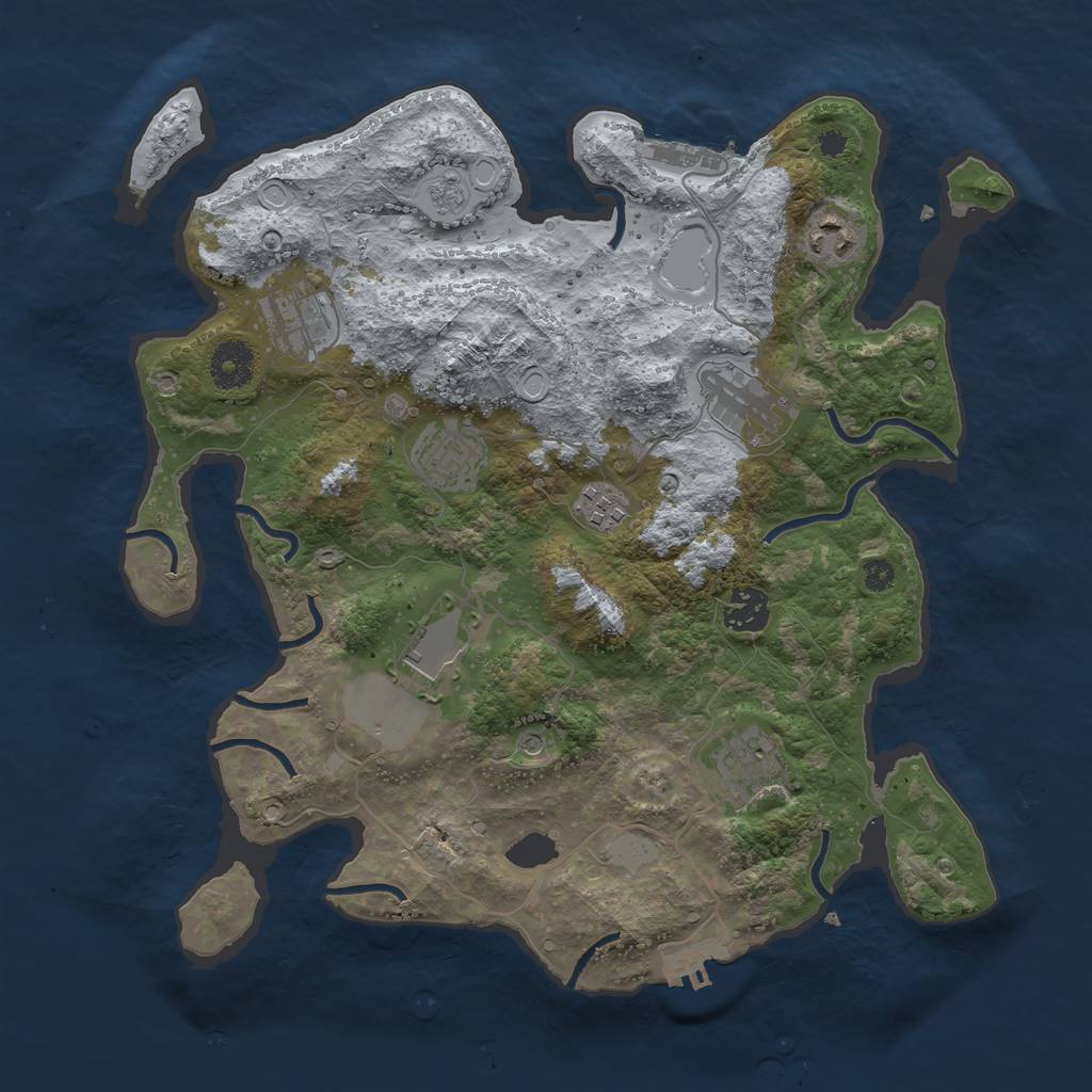 Rust Map: Procedural Map, Size: 3500, Seed: 5911652, 17 Monuments