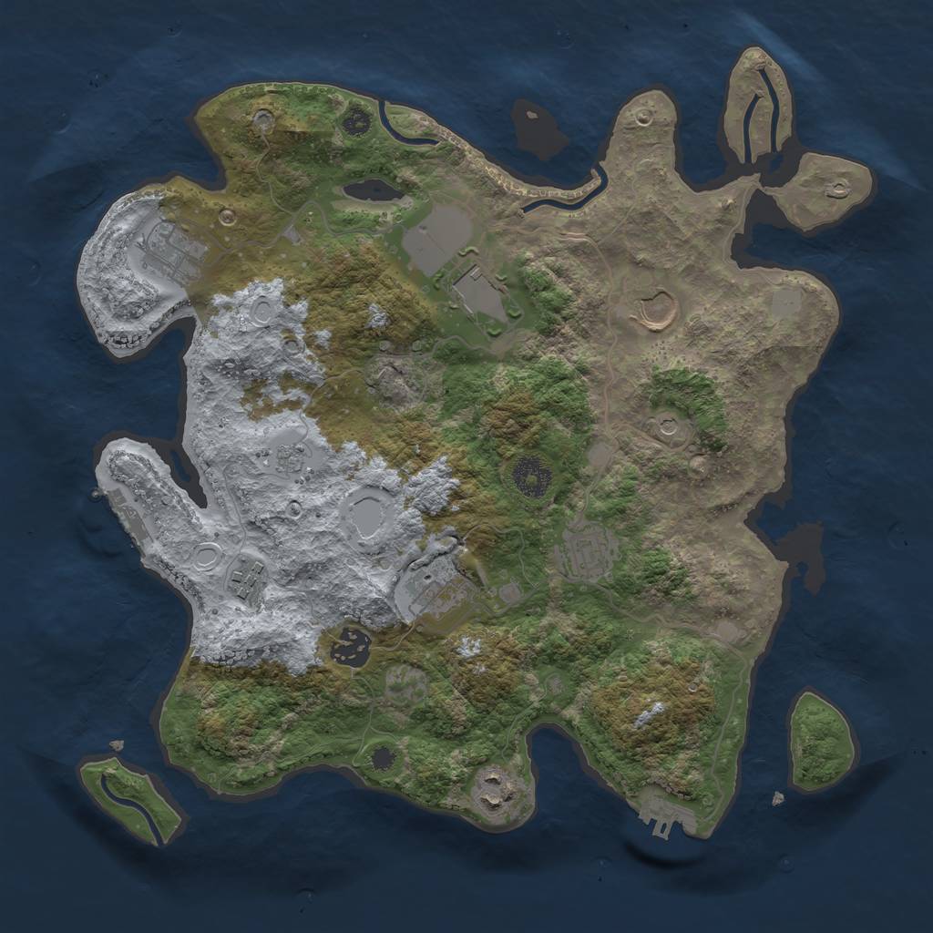 Rust Map: Procedural Map, Size: 3500, Seed: 34387607, 17 Monuments