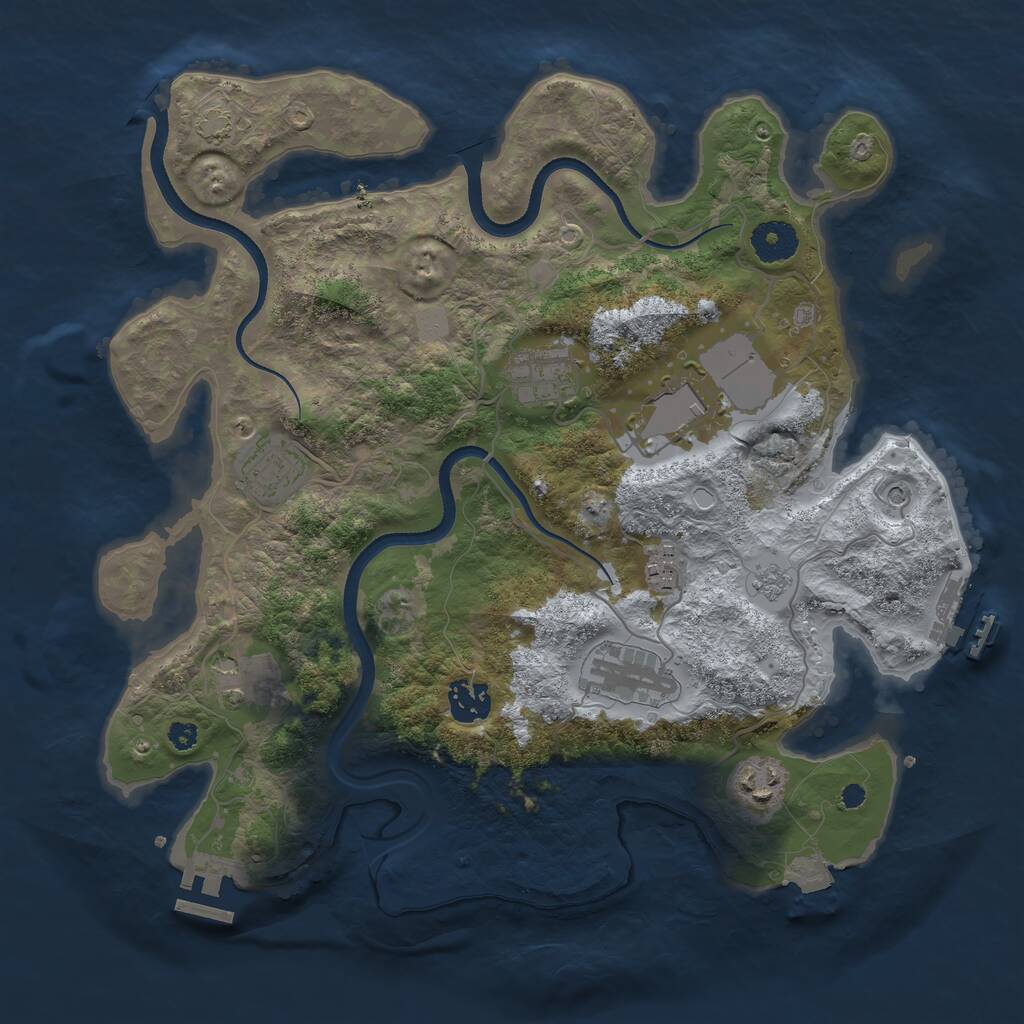 Rust Map: Procedural Map, Size: 3500, Seed: 52365936, 14 Monuments