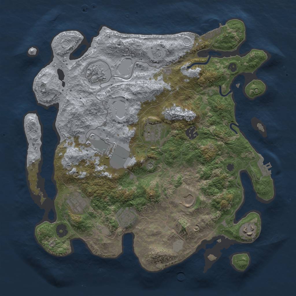Rust Map: Procedural Map, Size: 3500, Seed: 48445326, 17 Monuments