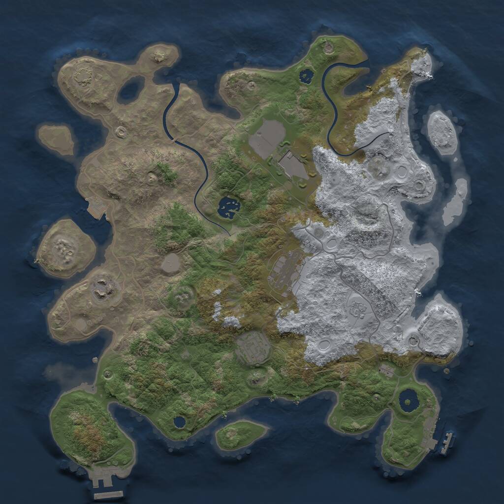 Rust Map: Procedural Map, Size: 3500, Seed: 50819934, 11 Monuments