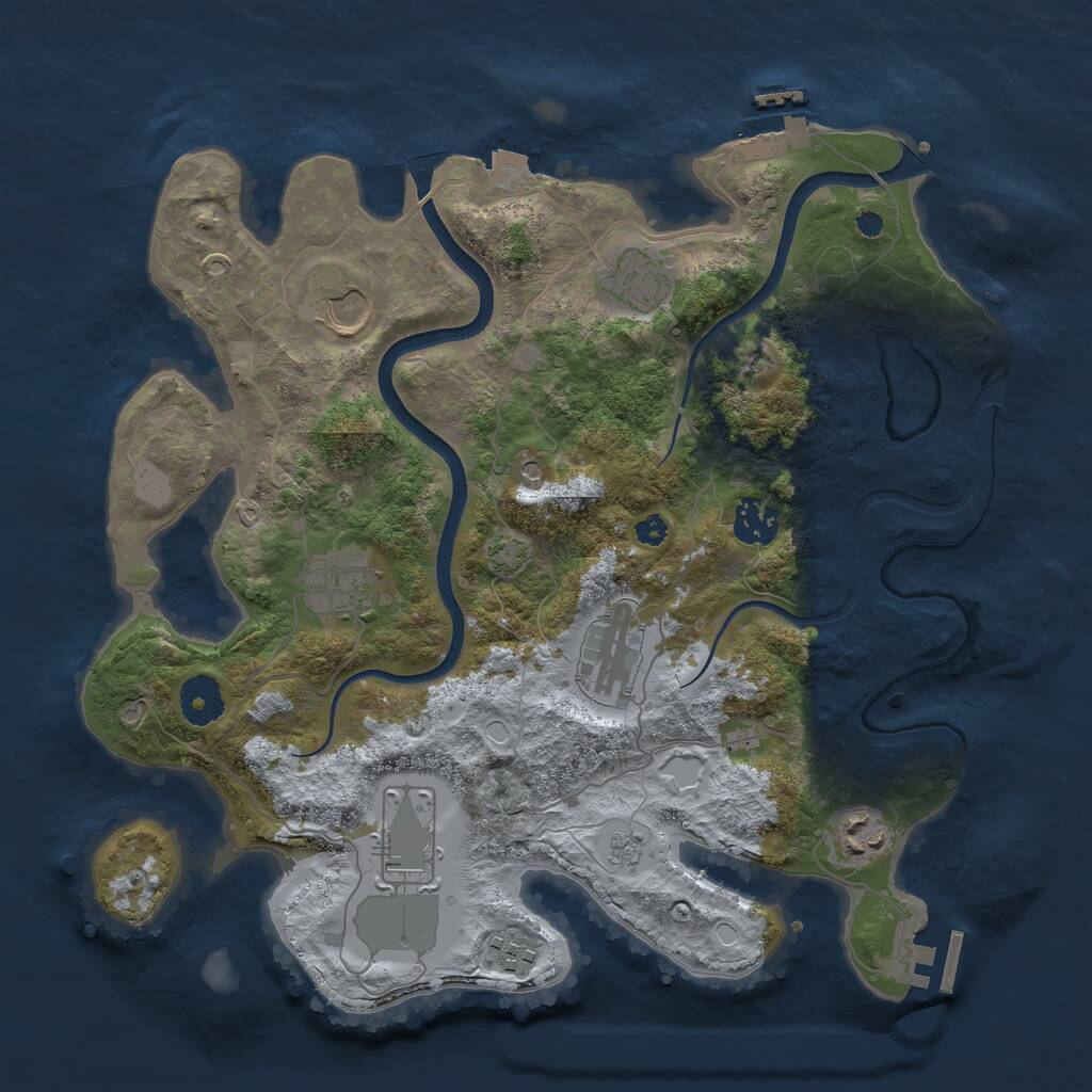 Rust Map: Procedural Map, Size: 3500, Seed: 22996710, 14 Monuments