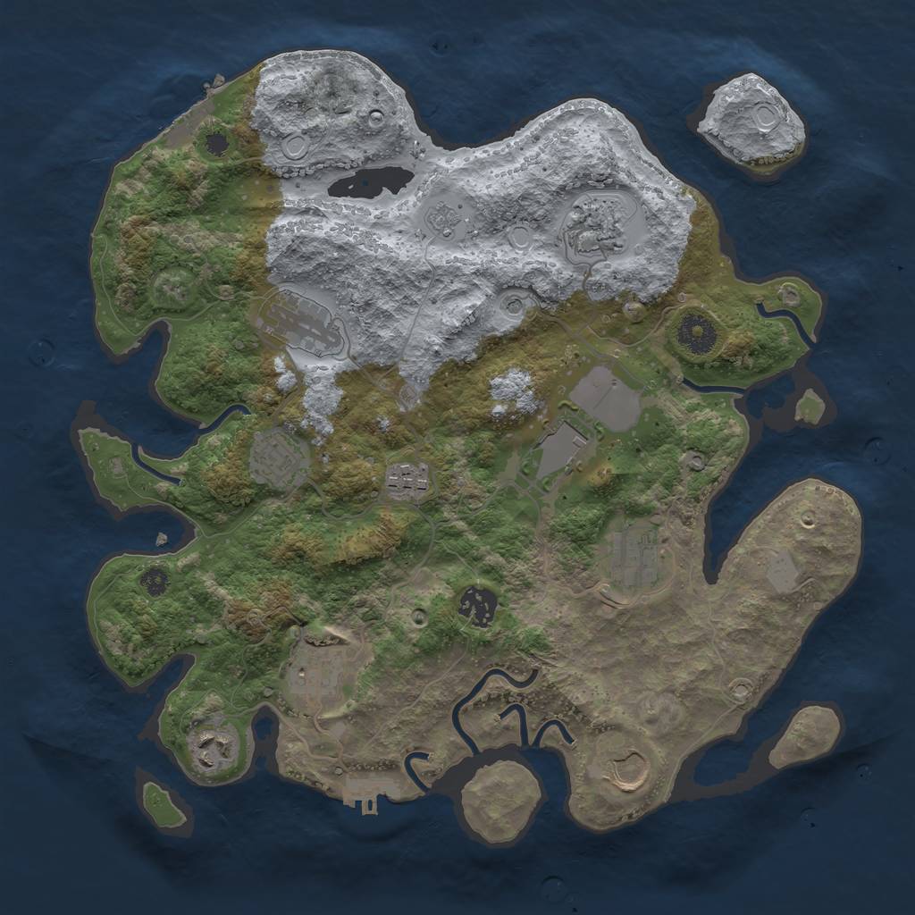 Rust Map: Procedural Map, Size: 3500, Seed: 1359192426, 19 Monuments
