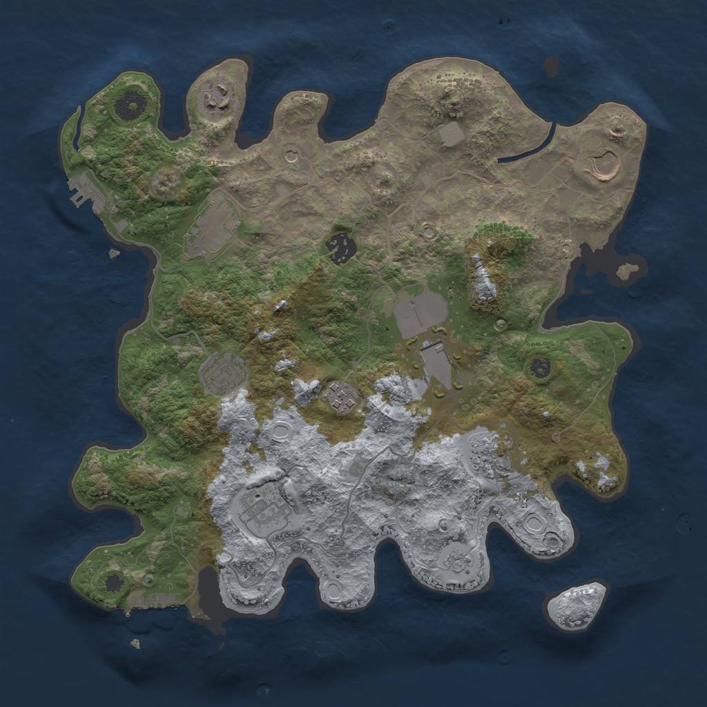 Rust Map: Procedural Map, Size: 3500, Seed: 25702420, 18 Monuments