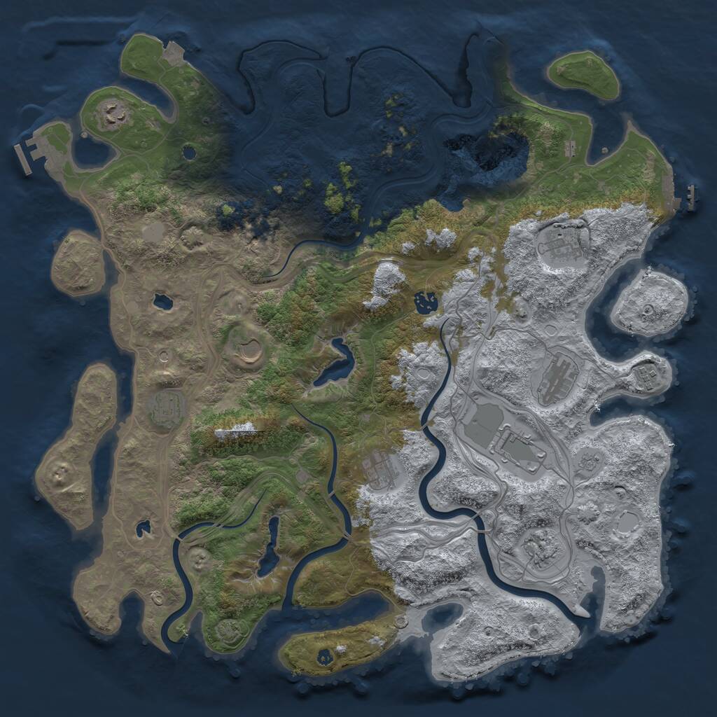 Rust Map: Procedural Map, Size: 4500, Seed: 398097938, 16 Monuments