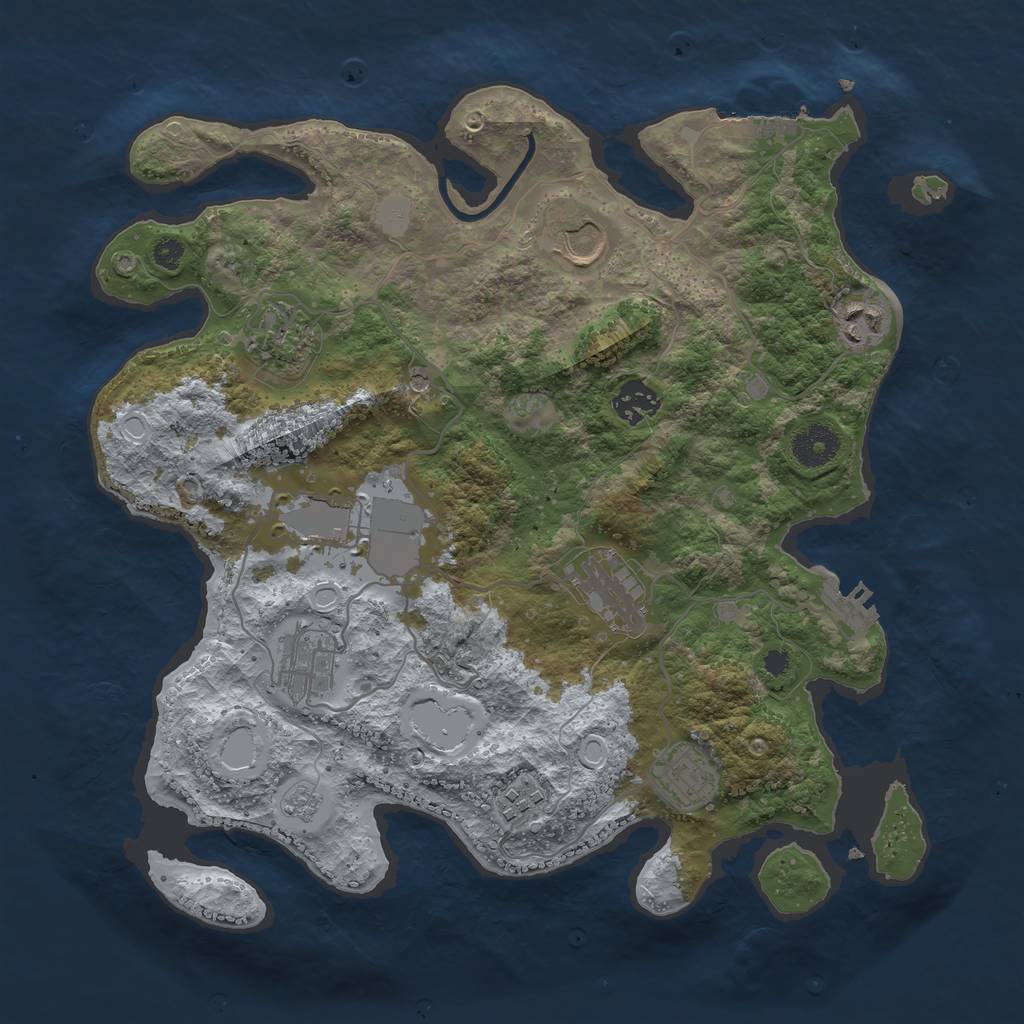 Rust Map: Procedural Map, Size: 3500, Seed: 79678749, 16 Monuments