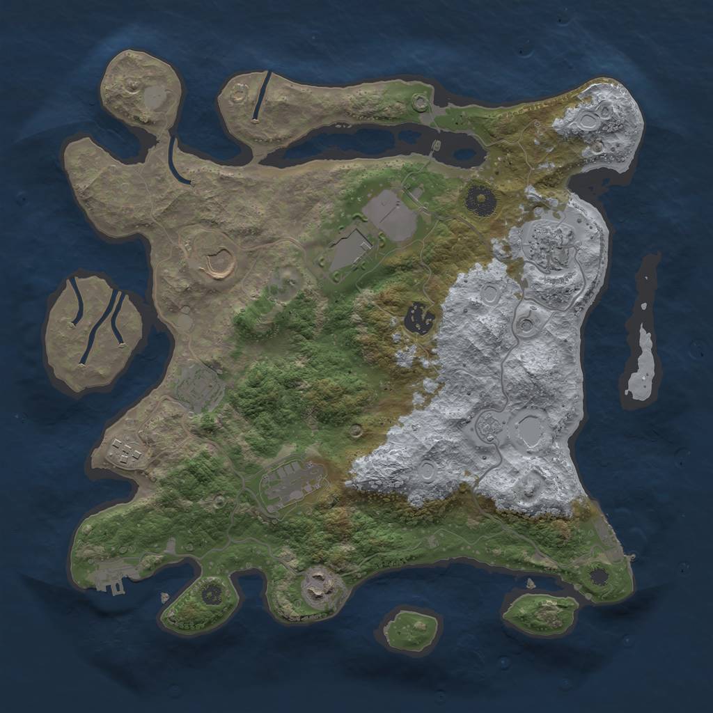 Rust Map: Procedural Map, Size: 3500, Seed: 57527622, 17 Monuments