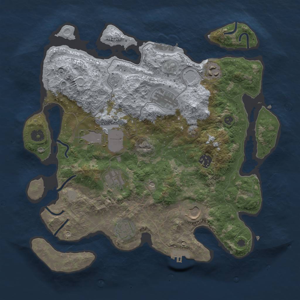Rust Map: Procedural Map, Size: 3500, Seed: 93474617, 14 Monuments