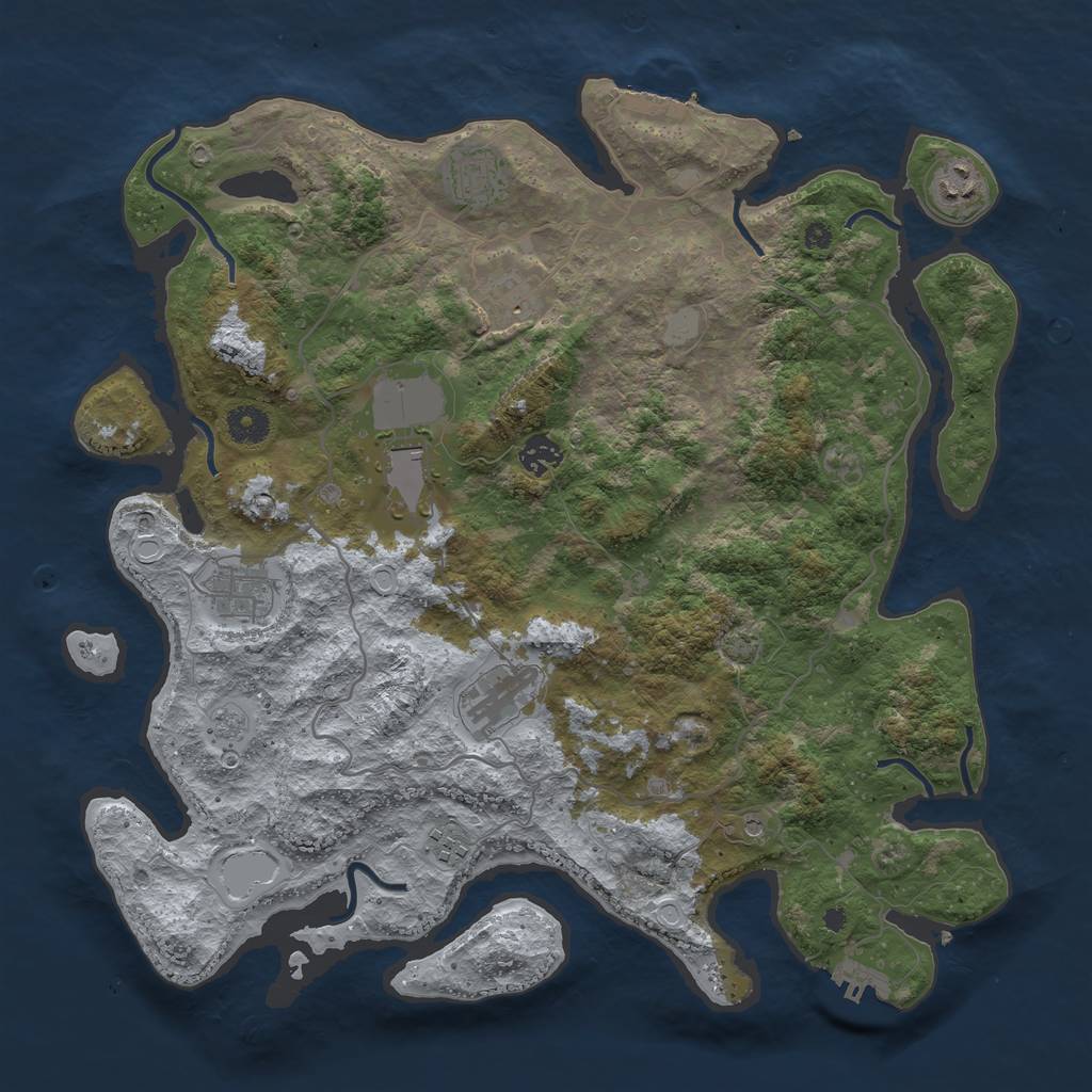 Rust Map: Procedural Map, Size: 4000, Seed: 1718385153, 16 Monuments