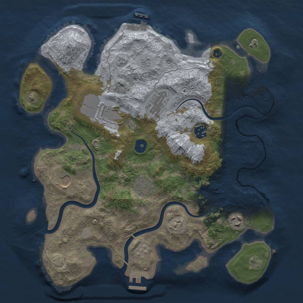 Rust Map: Procedural Map, Size: 3500, Seed: 81736192, 13 Monuments