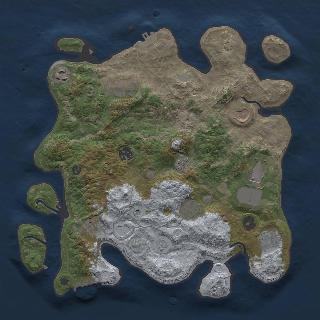 Rust Map: Procedural Map, Size: 3500, Seed: 70979012, 17 Monuments
