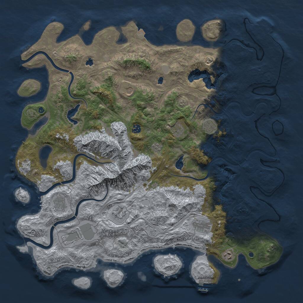Rust Map: Procedural Map, Size: 5000, Seed: 789554, 16 Monuments