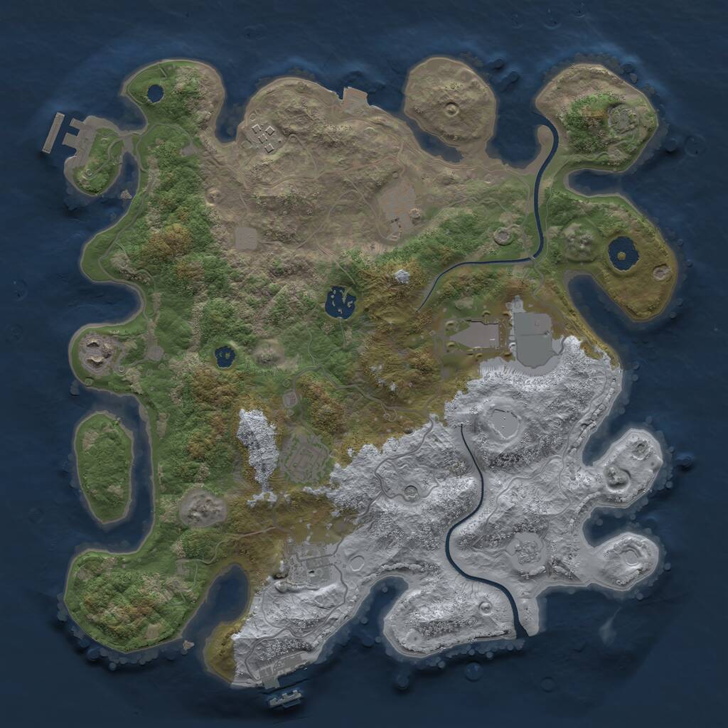 Rust Map: Procedural Map, Size: 3500, Seed: 39633148, 13 Monuments