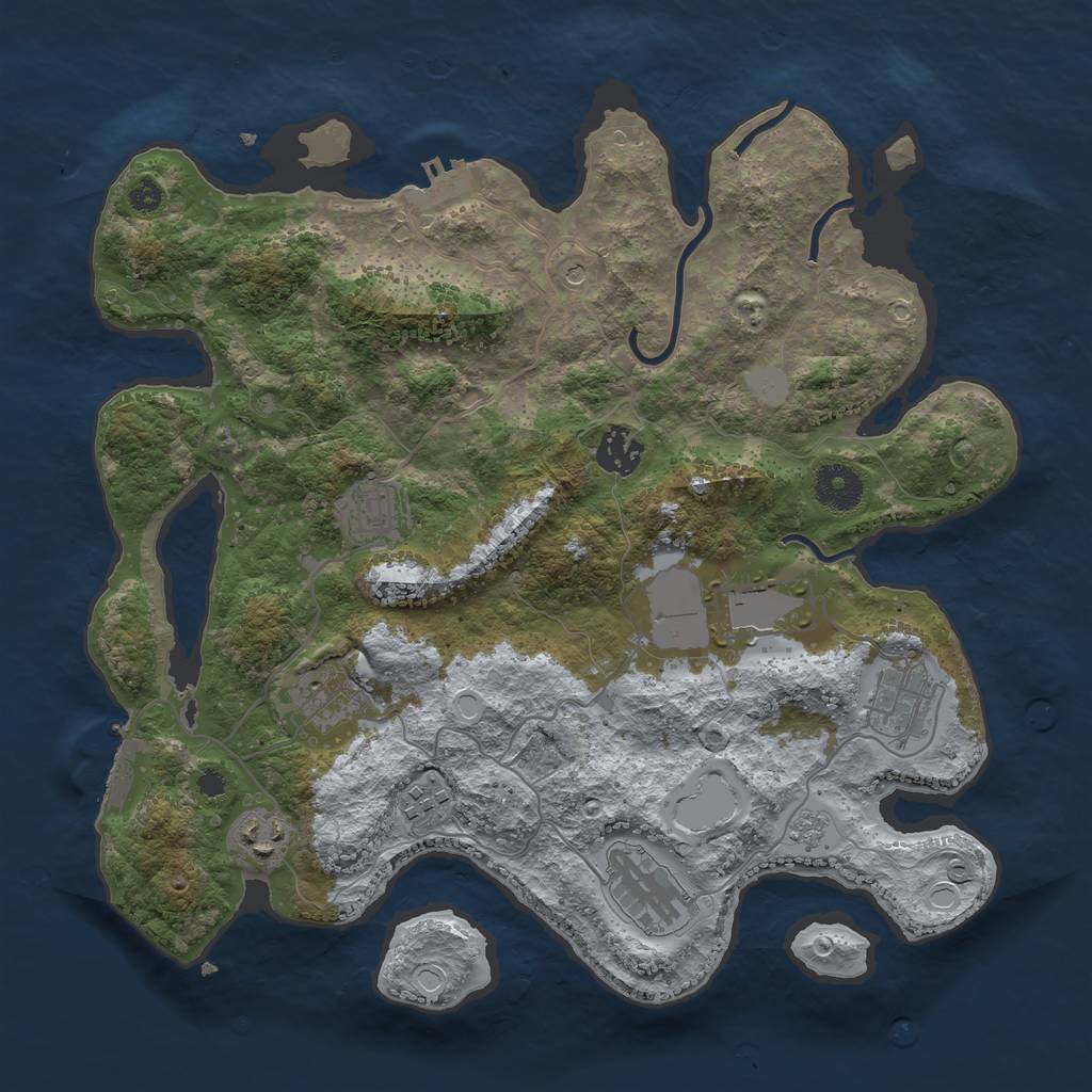 Rust Map: Procedural Map, Size: 3500, Seed: 50610725, 15 Monuments
