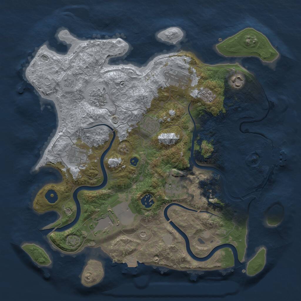 Rust Map: Procedural Map, Size: 3500, Seed: 79647061, 14 Monuments
