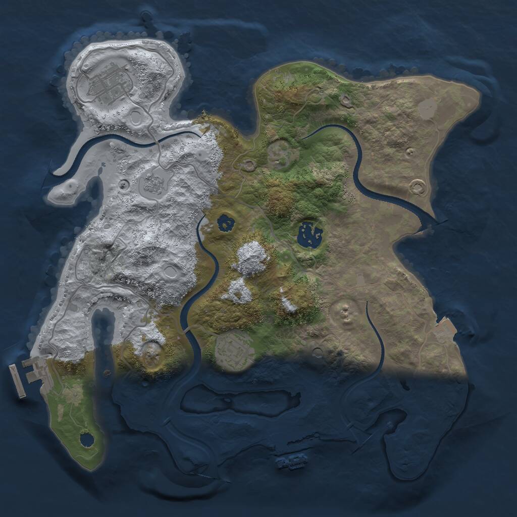 Rust Map: Procedural Map, Size: 3000, Seed: 43451, 8 Monuments