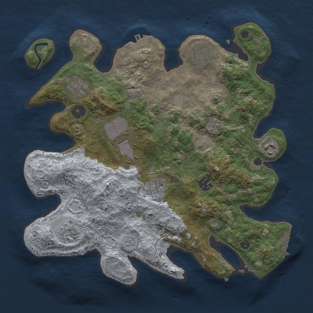 Rust Map: Procedural Map, Size: 3500, Seed: 92199116, 17 Monuments