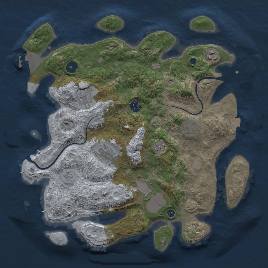 Rust Map: Procedural Map, Size: 3500, Seed: 1476916259, 12 Monuments
