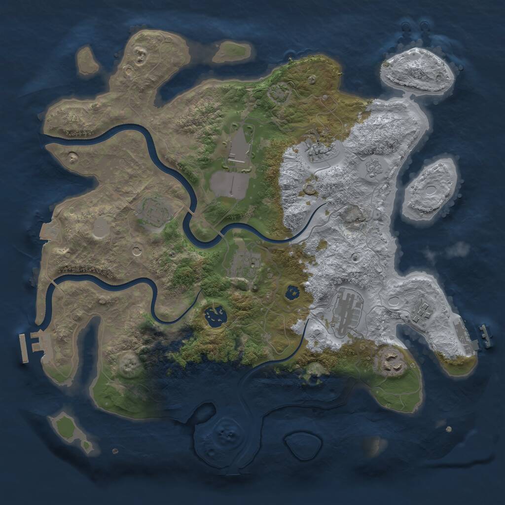 Rust Map: Procedural Map, Size: 3500, Seed: 28216598, 14 Monuments