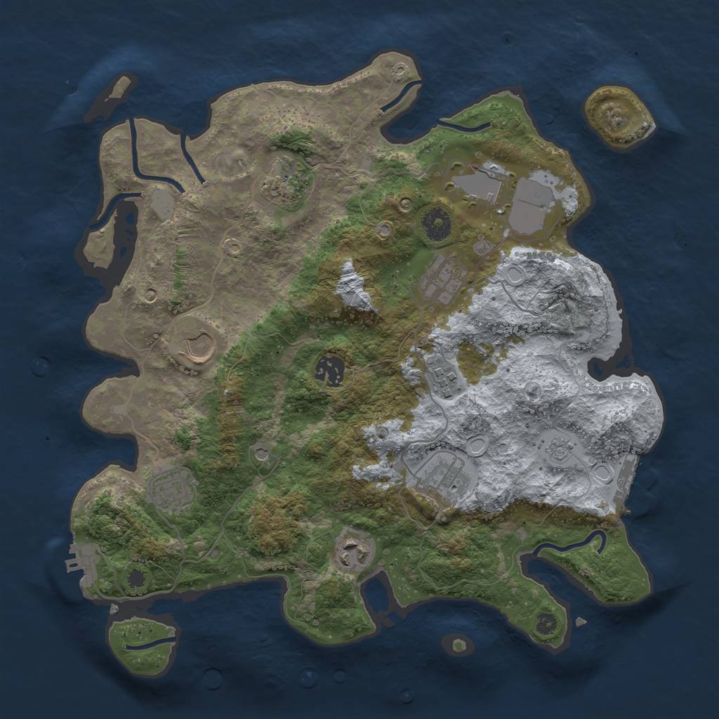 Rust Map: Procedural Map, Size: 3500, Seed: 48958680, 18 Monuments