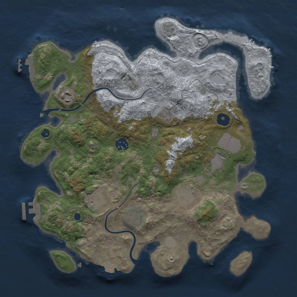 Rust Map: Procedural Map, Size: 3500, Seed: 64756547, 14 Monuments