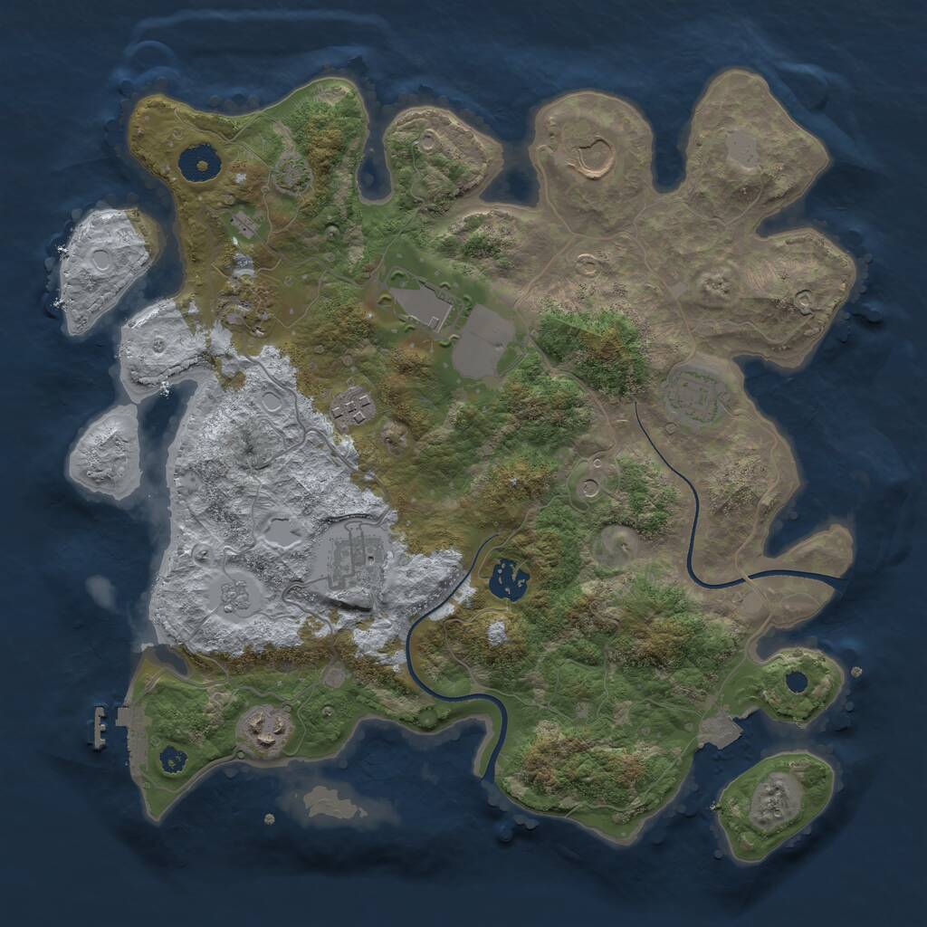 Rust Map: Procedural Map, Size: 3500, Seed: 717092648, 13 Monuments
