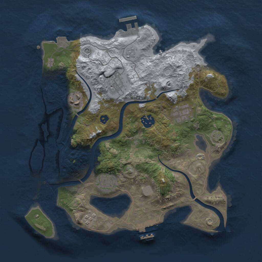 Rust Map: Procedural Map, Size: 3000, Seed: 1082465144, 12 Monuments