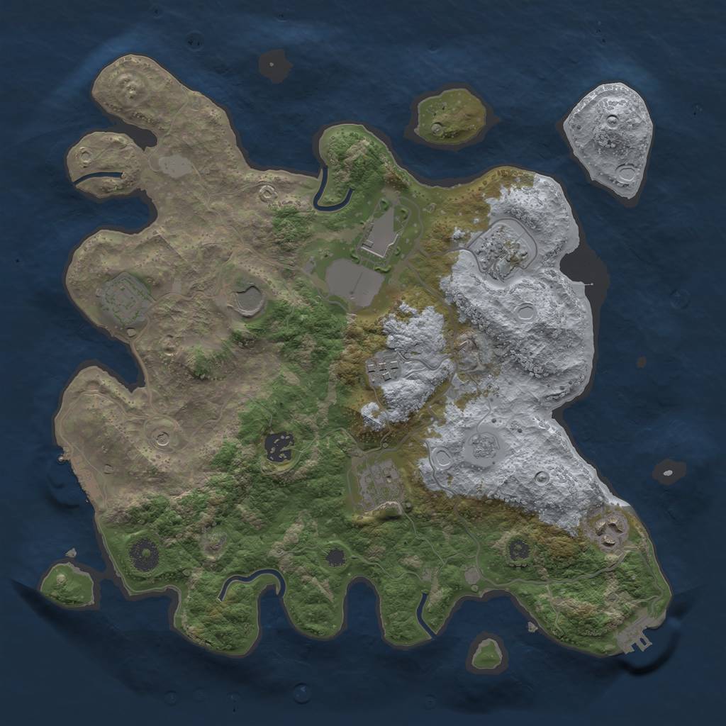 Rust Map: Procedural Map, Size: 3500, Seed: 83956804, 17 Monuments