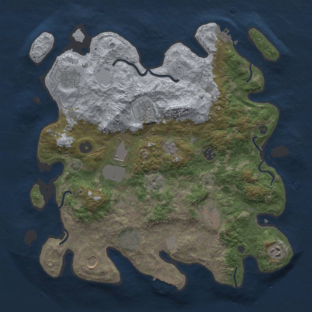 Rust Map: Procedural Map, Size: 3750, Seed: 71846565, 16 Monuments