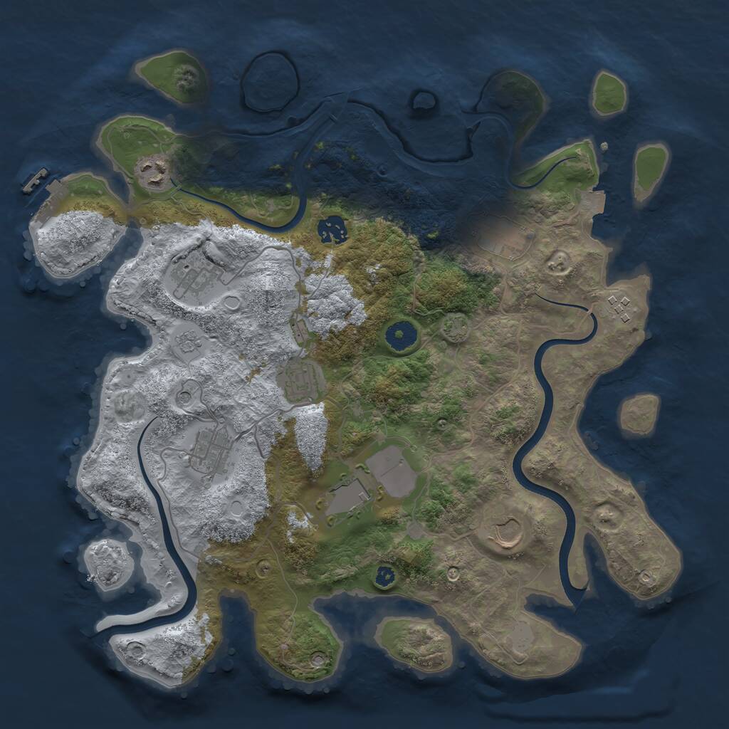 Rust Map: Procedural Map, Size: 3700, Seed: 91909394, 14 Monuments