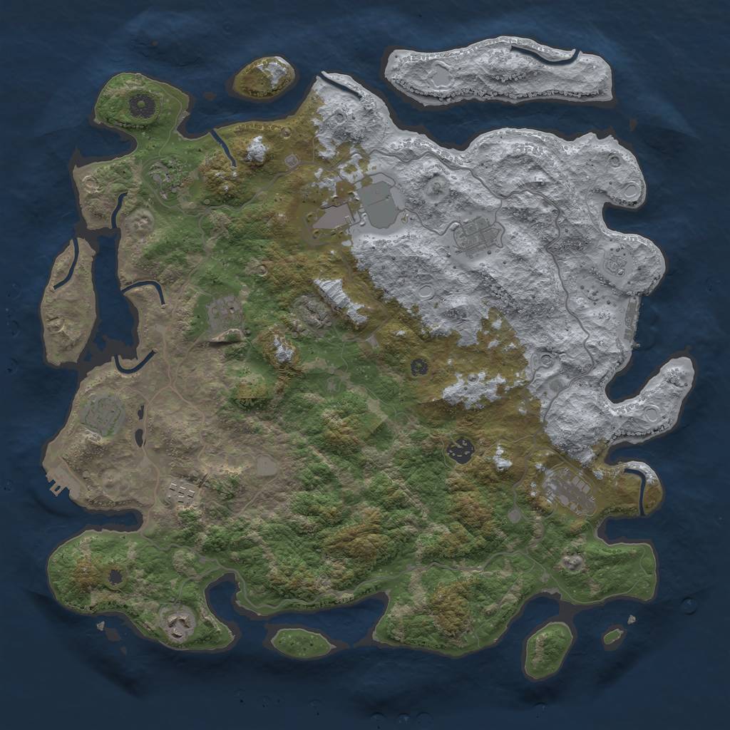 Rust Map: Procedural Map, Size: 4228, Seed: 1234567890, 16 Monuments