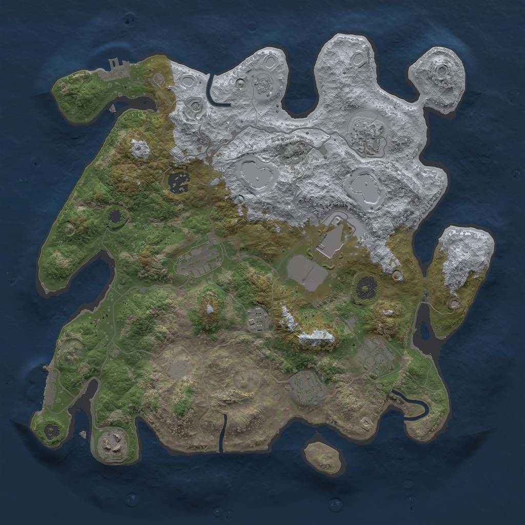 Rust Map: Procedural Map, Size: 3500, Seed: 23580081, 17 Monuments