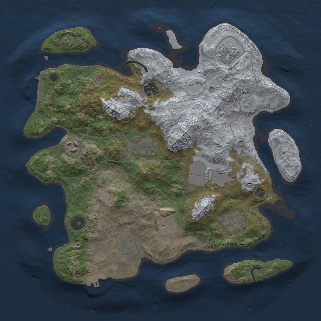 Rust Map: Procedural Map, Size: 3500, Seed: 5987494, 17 Monuments