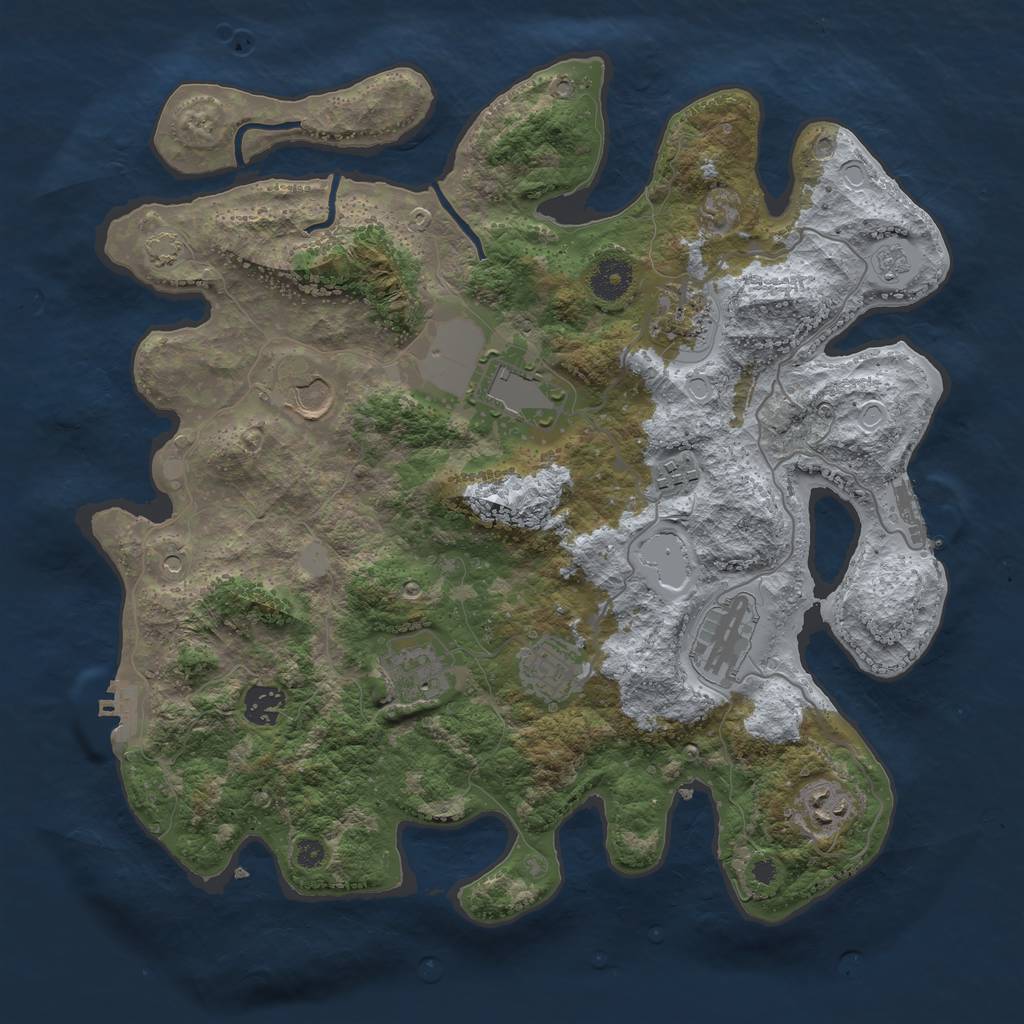 Rust Map: Procedural Map, Size: 3700, Seed: 1064409288, 17 Monuments