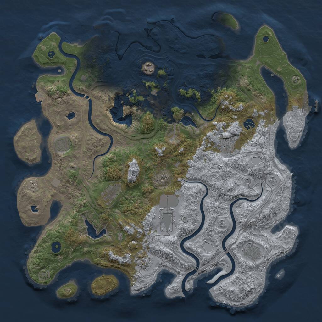 Rust Map: Procedural Map, Size: 4500, Seed: 1246064895, 16 Monuments